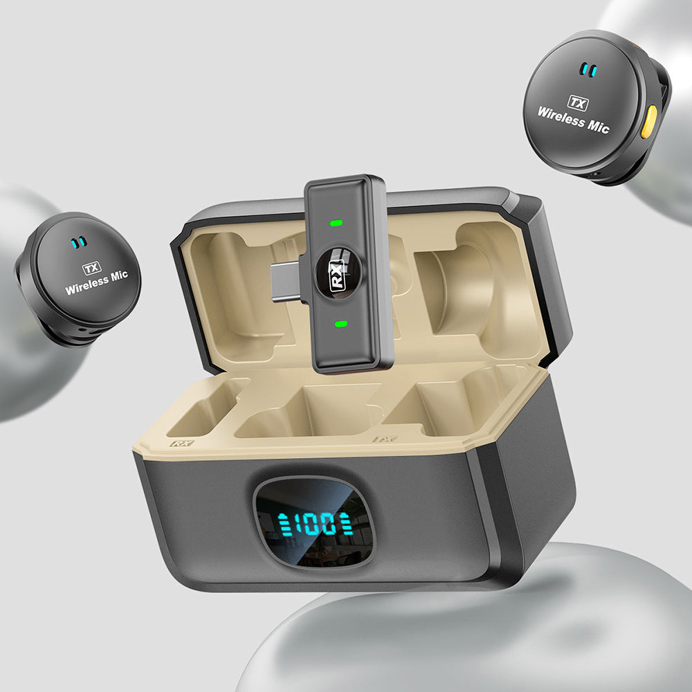 Lavalier Techsuit LW5, USB-C, Sett med 2 stykker, Svart