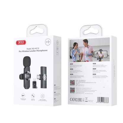 Lavalier XO Design MC13, USB-C / Lightning, Svart