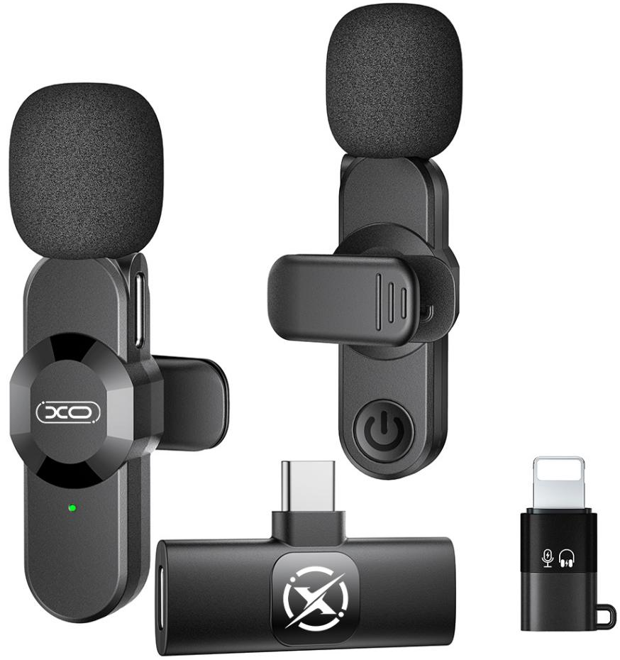 Lavalier XO Design MC14 Dual, USB-C / Lightning, Sett med 2 stk, Svart