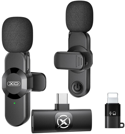 Lavalier XO Design MC14 Dual, USB-C / Lightning, Sett med 2 stk, Svart