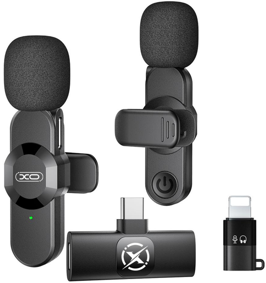 Lavalier XO Design MC14 Dual, USB-C / Lightning, Sett med 2 stk, Svart