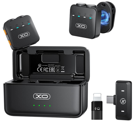 Lavalier XO Design MC15 Dual, USB-C / Lightning, Sett med 2 stk, Svart