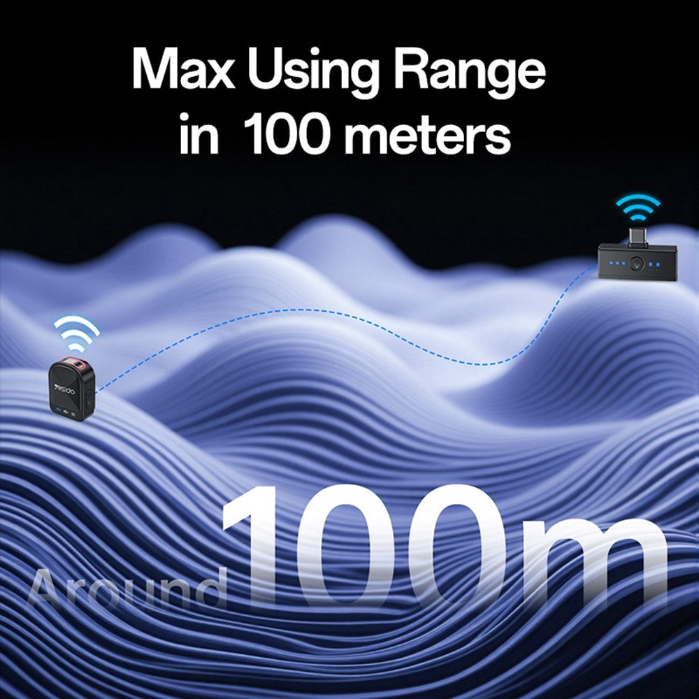 Lavaliermikrofon Yesido KR19, USB-C / Lightning, Sett med 2 stykker, Svart