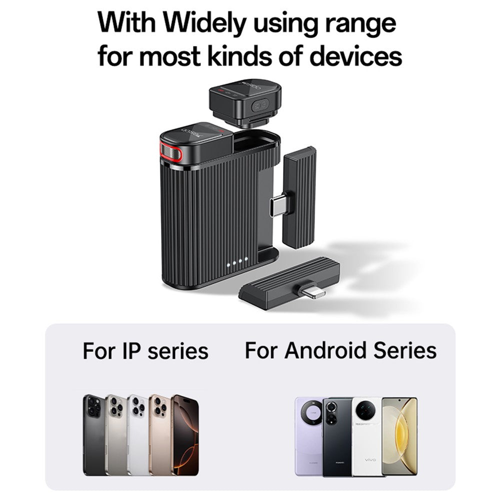 Lavaliermikrofon Yesido KR19, USB-C / Lightning, Sett med 2 stykker, Svart