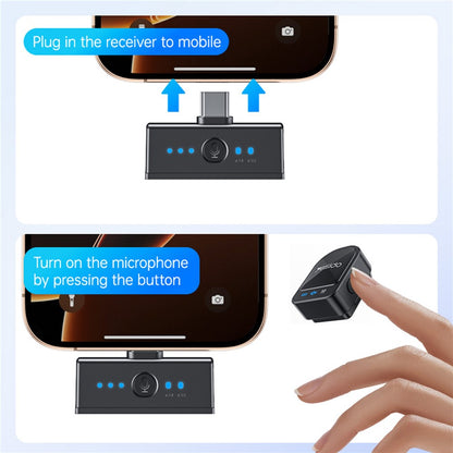 Lavaliermikrofon Yesido KR19, USB-C / Lightning, Sett med 2 stykker, Svart