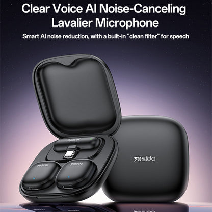 Lavaliermikrofon Yesido KR20, Lightning, sett med 2 stykker, svart