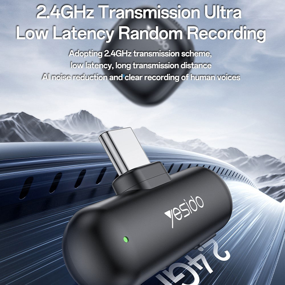 Lavaliermikrofon Yesido KR20, Lightning, sett med 2 stykker, svart