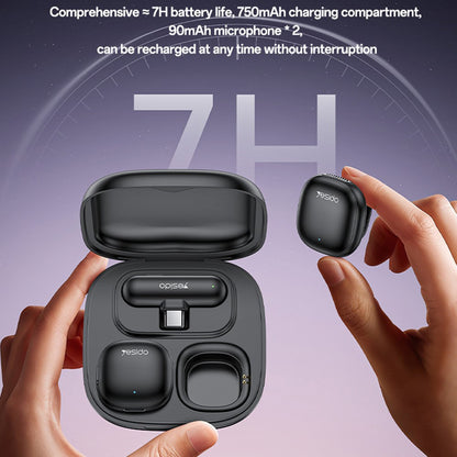 Lavaliermikrofon Yesido KR20, Lightning, sett med 2 stykker, svart