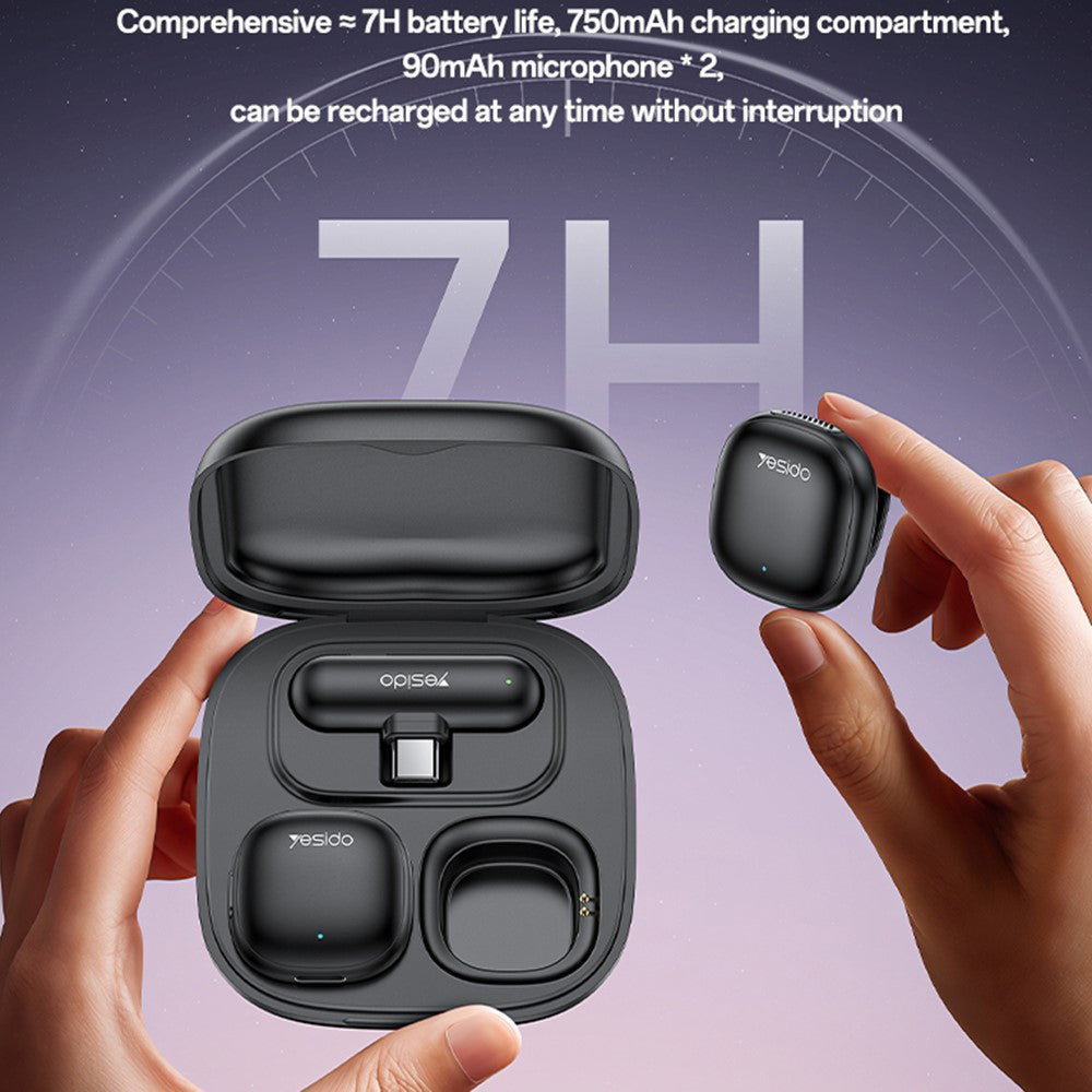 Lavaliermikrofon Yesido KR21, USB-C, Sett med 2 stykker, Svart
