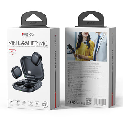 Lavaliermikrofon Yesido KR21, USB-C, Sett med 2 stykker, Svart