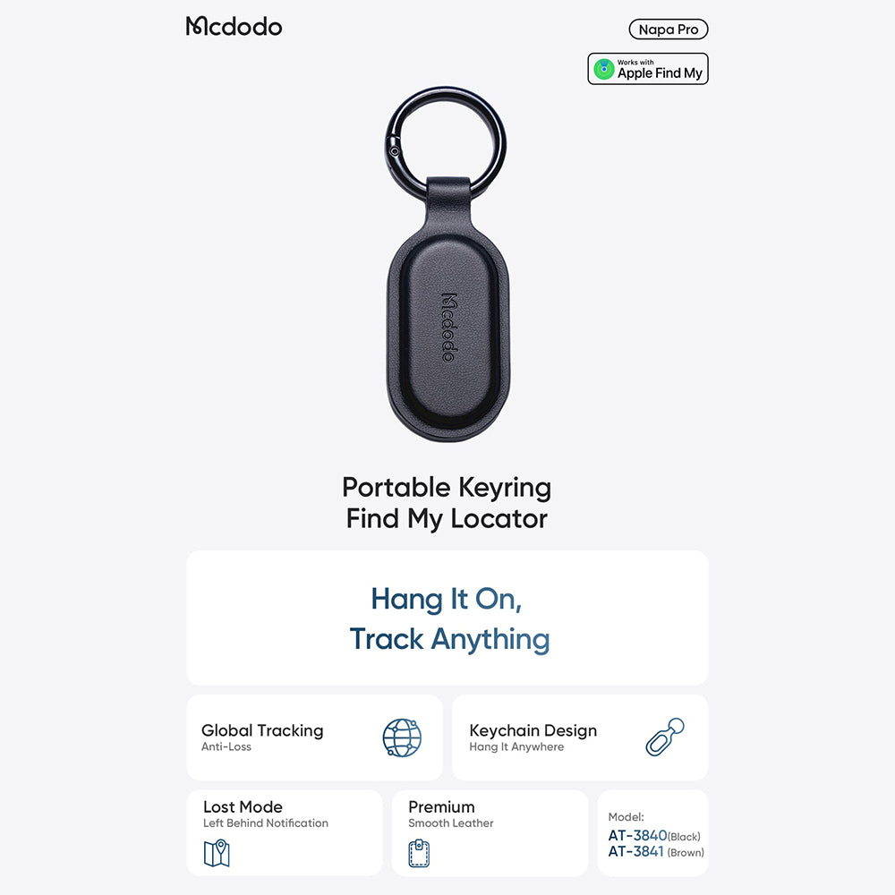 Mcdodo SmartTag Nøkkelring Napa Pro AT-3840 for iOS-serien, Svart