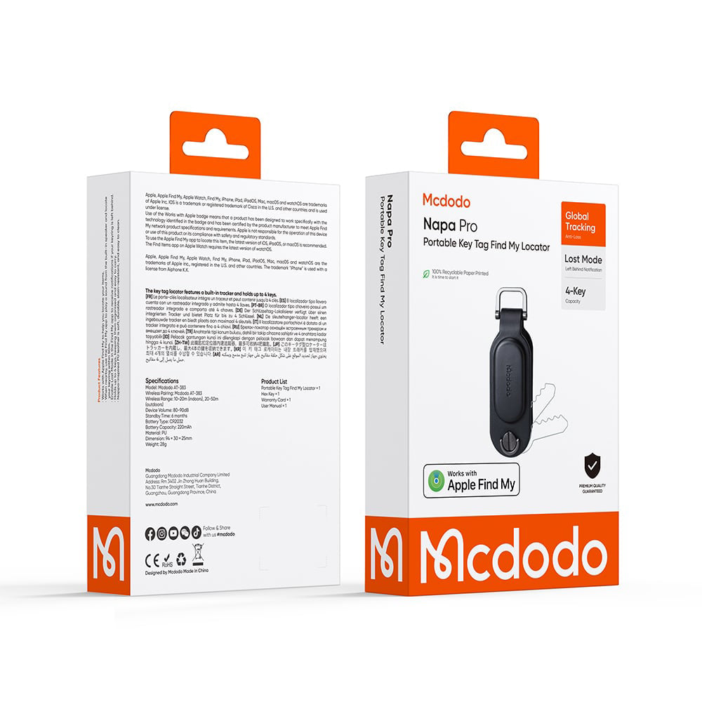 Mcdodo SmartTag Nøkler Napa Pro AT-3830 for iOS-serien, Svart