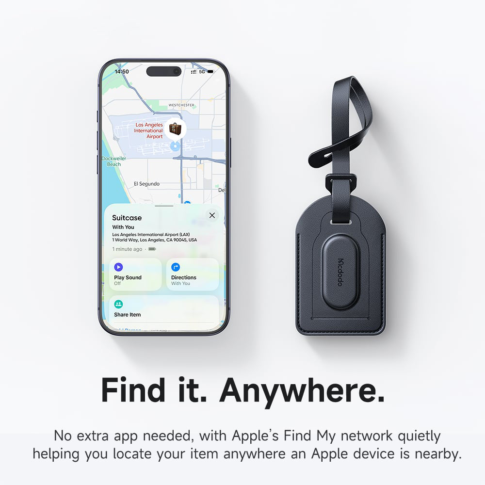 Mcdodo SmartTag Bagasje Napa Pro AT-3790 for iOS-serien, Svart