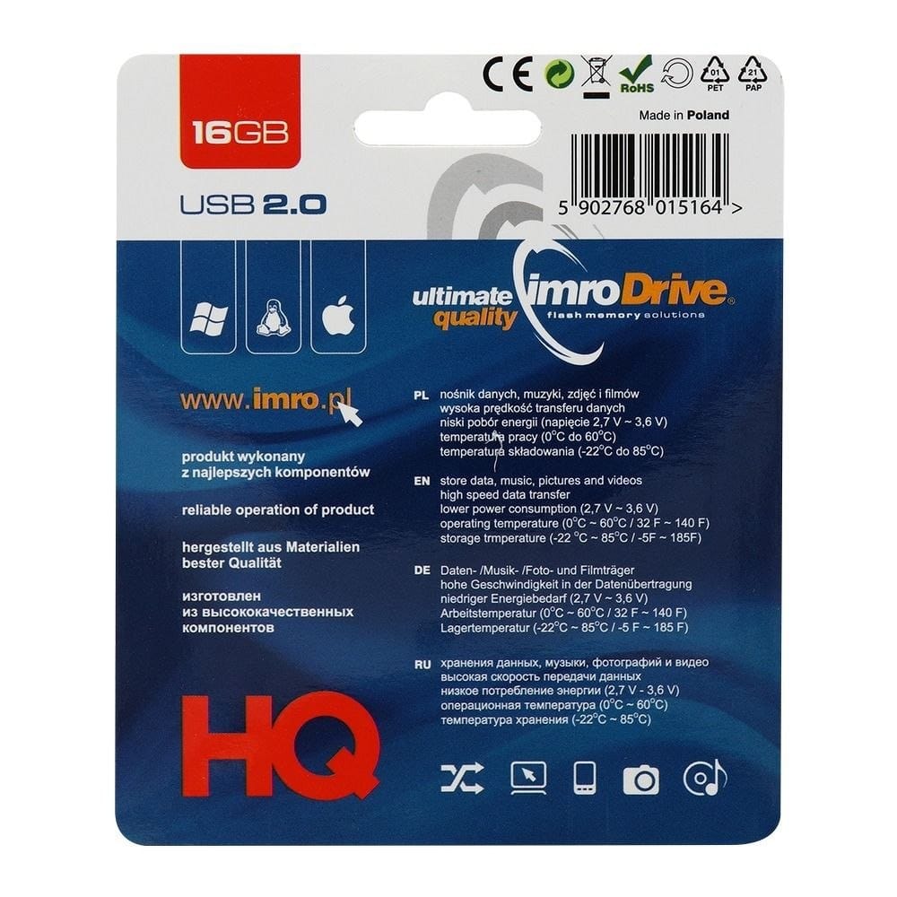 Ekstern USB-A-minne Imro, 16Gb