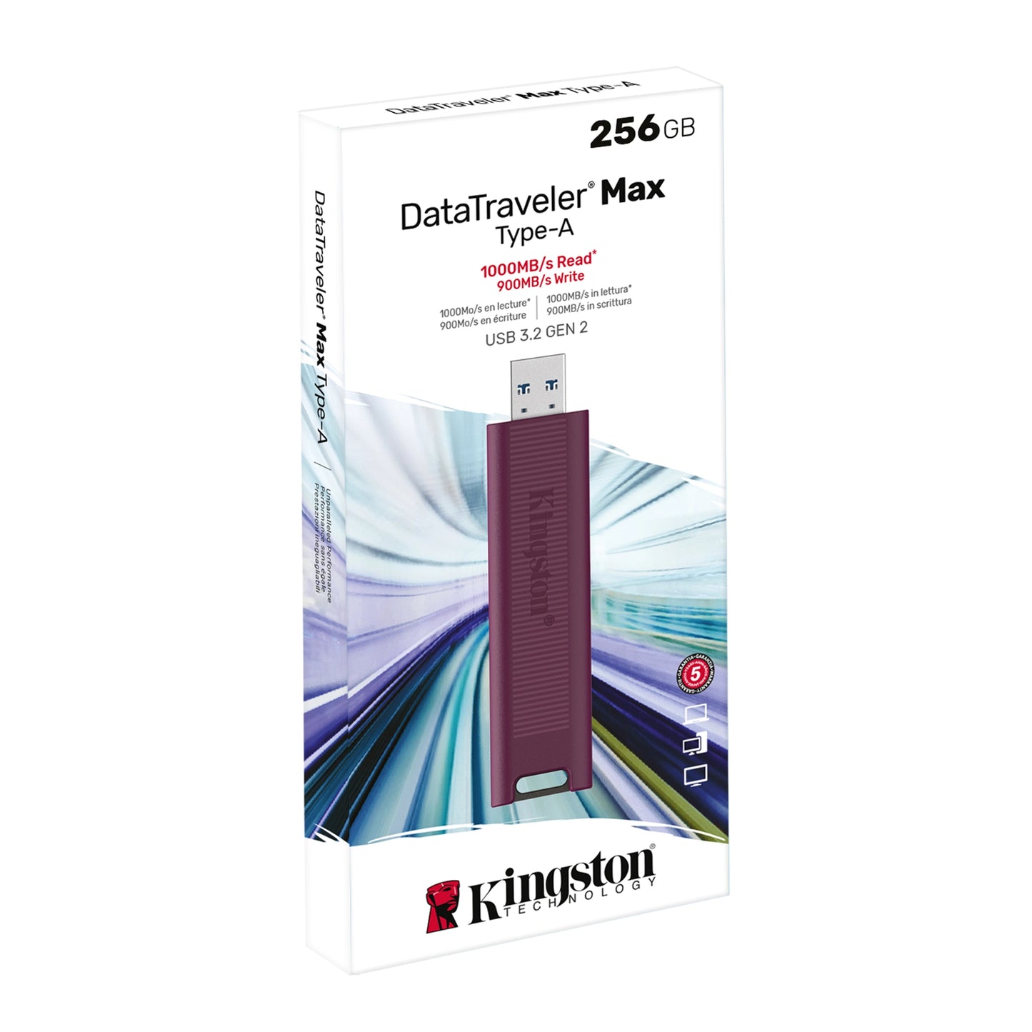 Ekstern USB-A 3.2-minne Kingston DT Max, 256Gb DTMAXA/256GB