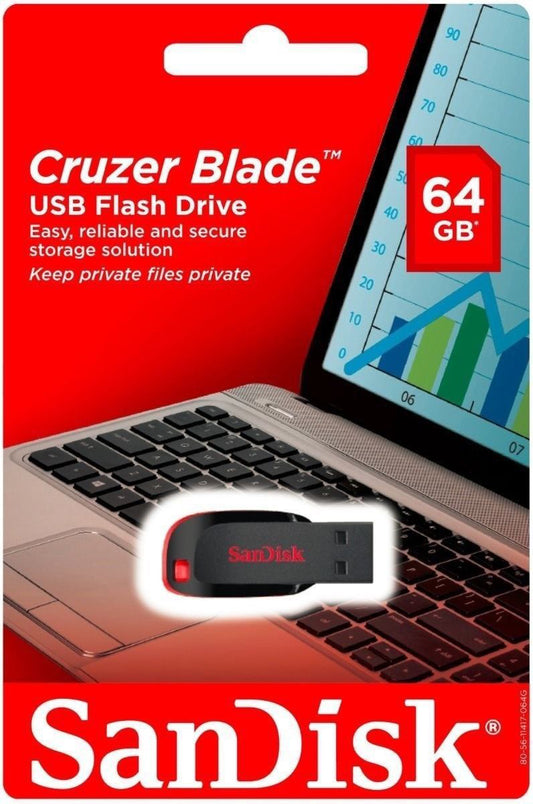 Ekstern USB-A-minne SanDisk Cruzer Blade, 64Gb SDCZ50-064G-B35