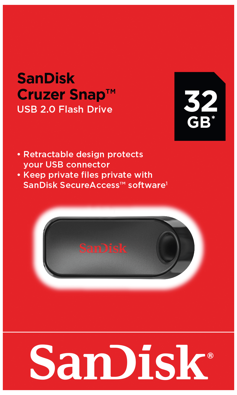 Ekstern USB-A-minne SanDisk Cruzer Snap, 32Gb SDCZ62-032G-G35