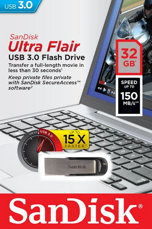 Ekstern Minne USB-A 3.0 SanDisk Ultra Flair, 32Gb SDCZ73-032G-G46