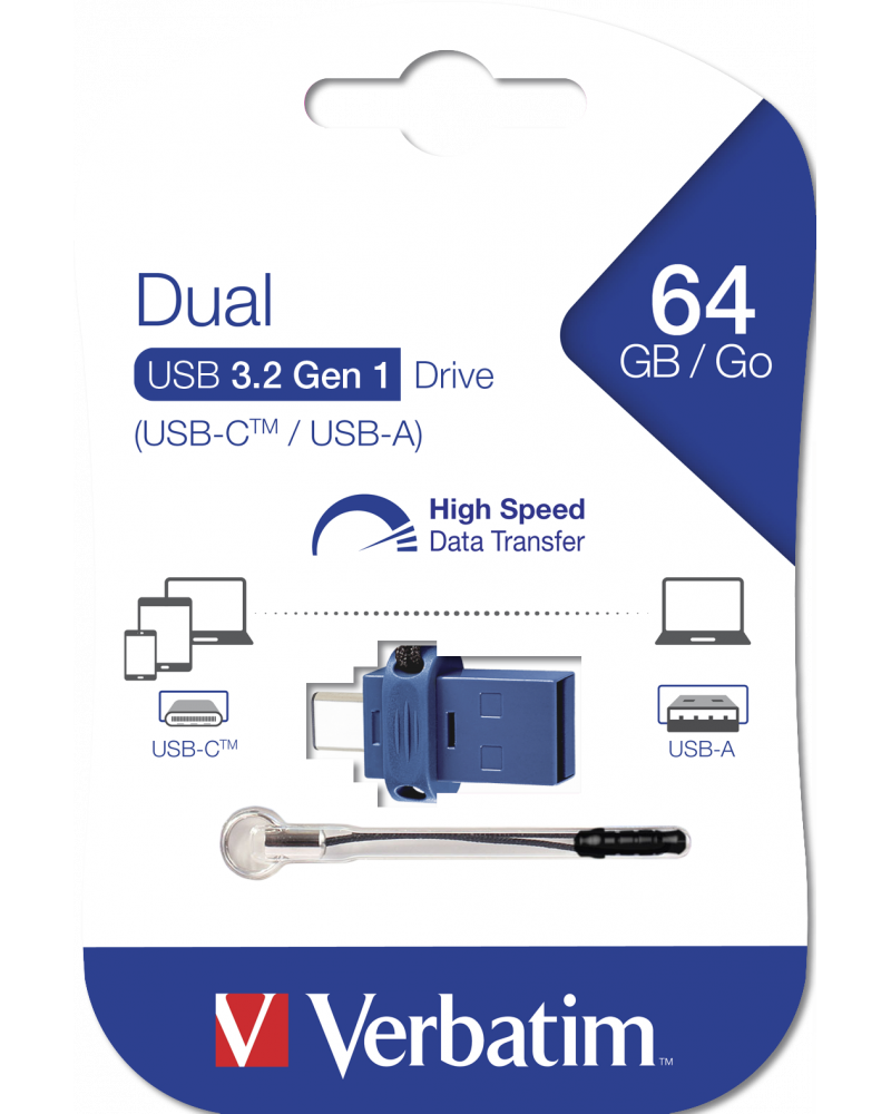 Ekstern lagring USB-A 3.0 / USB-C Verbatim StoreNGo, 64Gb 49967