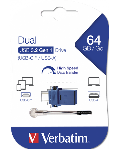 Ekstern lagring USB-A 3.0 / USB-C Verbatim StoreNGo, 64Gb 49967
