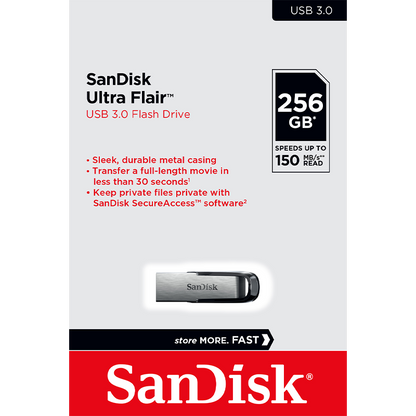 Ekstern lagring USB-A 3.0 SanDisk Ultra Flair, 256GB SDCZ73-256G-G46