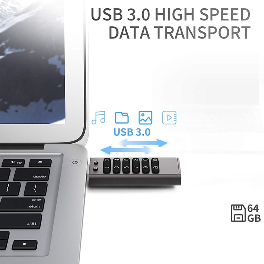Ekstern minne USB-A 3.0 OEM XC002 KeySecure, 64Gb