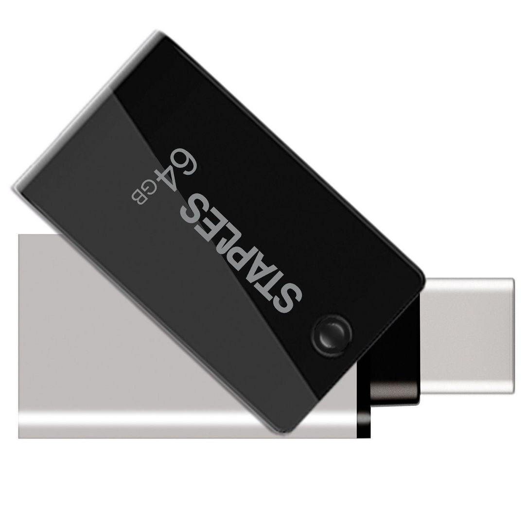 Ekstern Minne USB-A 3.1 / USB-C Staples K23, 64Gb EKMMD64GK233CST