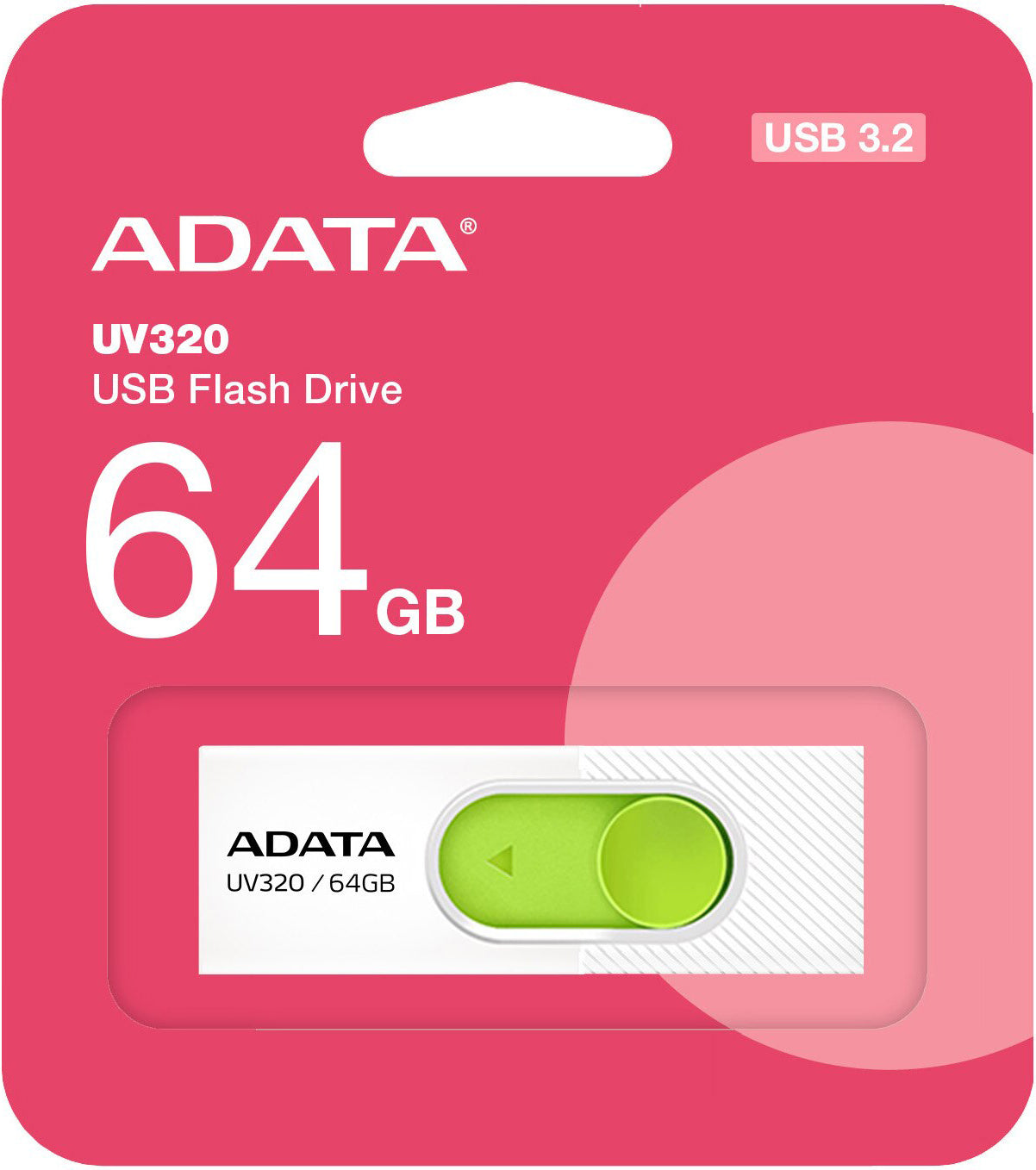 Ekstern Minne USB-A 3.2 Adata UV320, 64Gb AUV320-64G-RWHGN