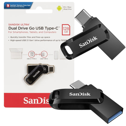Ekstern Minne USB-A 3.2 / USB-C SanDisk Ultra Dual Go, 128Gb SDDDC3-128G-G46