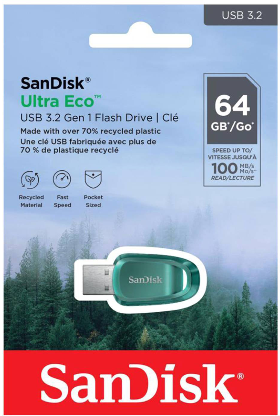 Ekstern USB-A 3.2 SanDisk Ultra Eco-minne, 64GB SDCZ96-064G-G46
