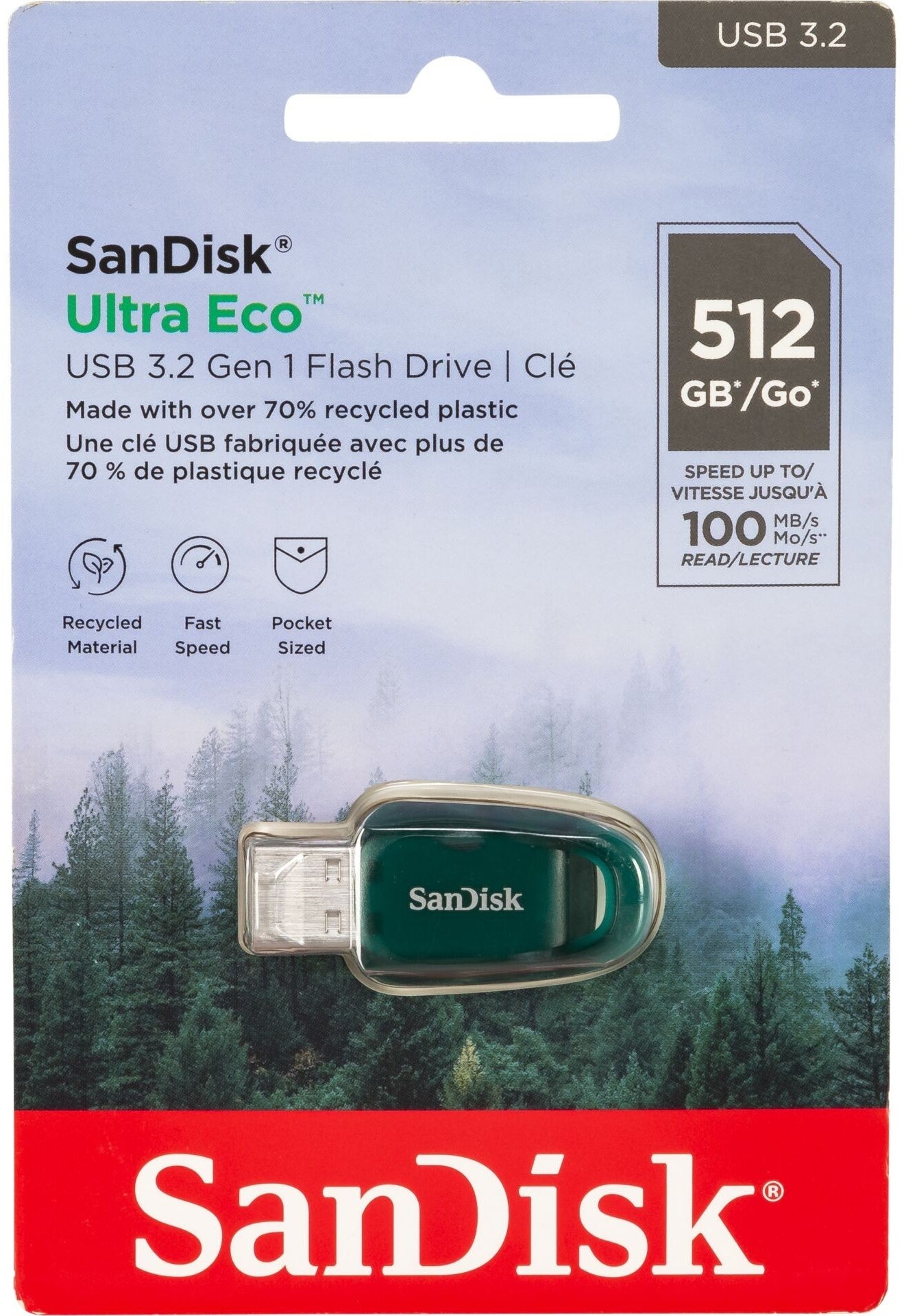 Ekstern USB-A 3.2 SanDisk Ultra Eco-minne, 512Gb SDCZ96-512G-G46