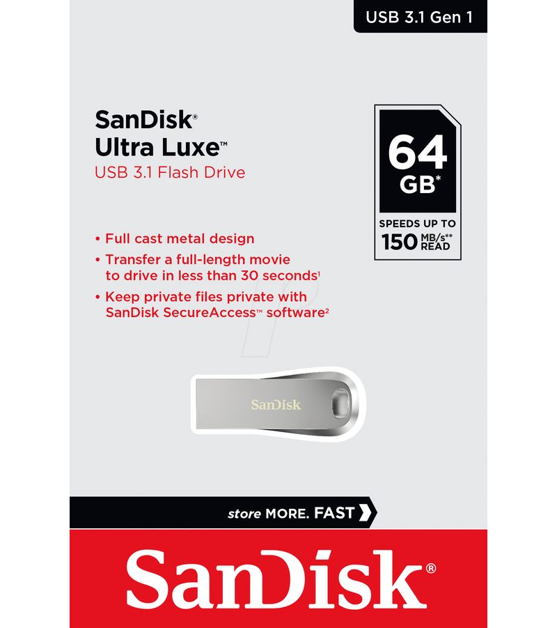 Ekstern Minne USB-A 3.2 SanDisk Ultra Luxe, 64Gb SDCZ74-064G-G46