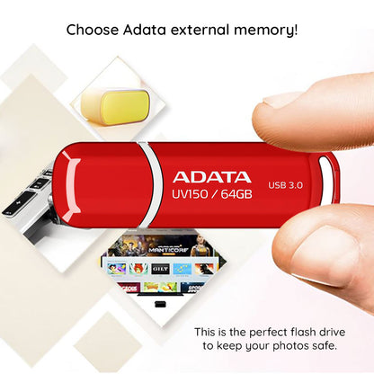 Ekstern USB-A 3.2-minne Adata UV150, 128 GB AUV150-128G-RBK