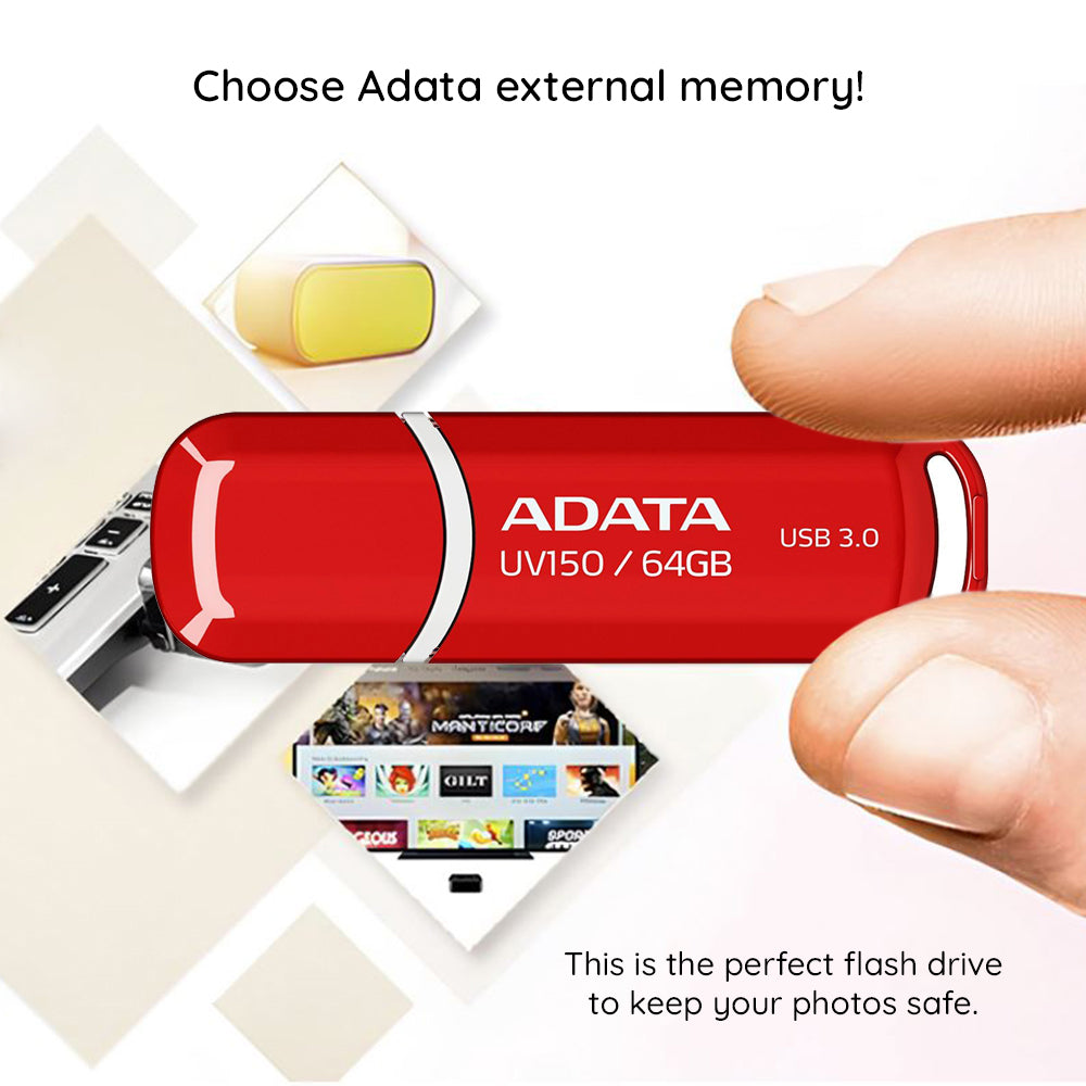 Ekstern USB-A 3.2-minne Adata UV150, 64 GB AUV150-64G-RBK