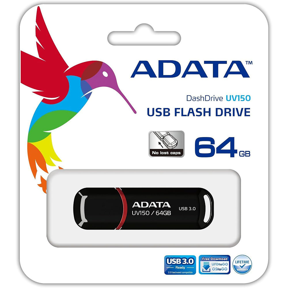 Ekstern USB-A 3.2-minne Adata UV150, 64 GB AUV150-64G-RBK