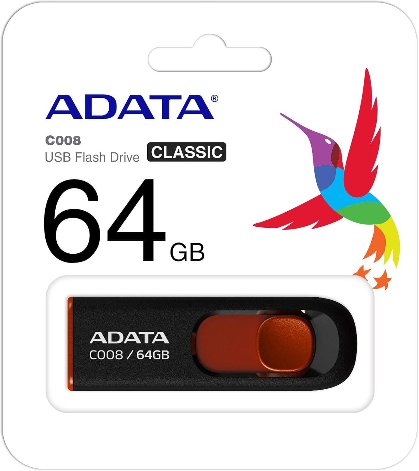 Ekstern USB-A-minne Adata C008, 64Gb AC008-64G-RKD