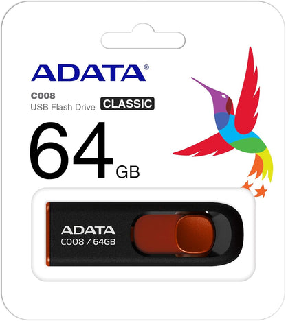 Ekstern USB-A-minne Adata C008, 64Gb AC008-64G-RKD