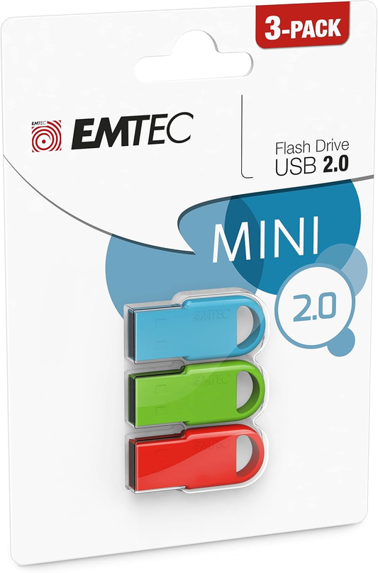 Ekstern Minne USB-A Emtec D250 Mini, 16Gb, Sett med 3 stykker ECMMD16GD252P3