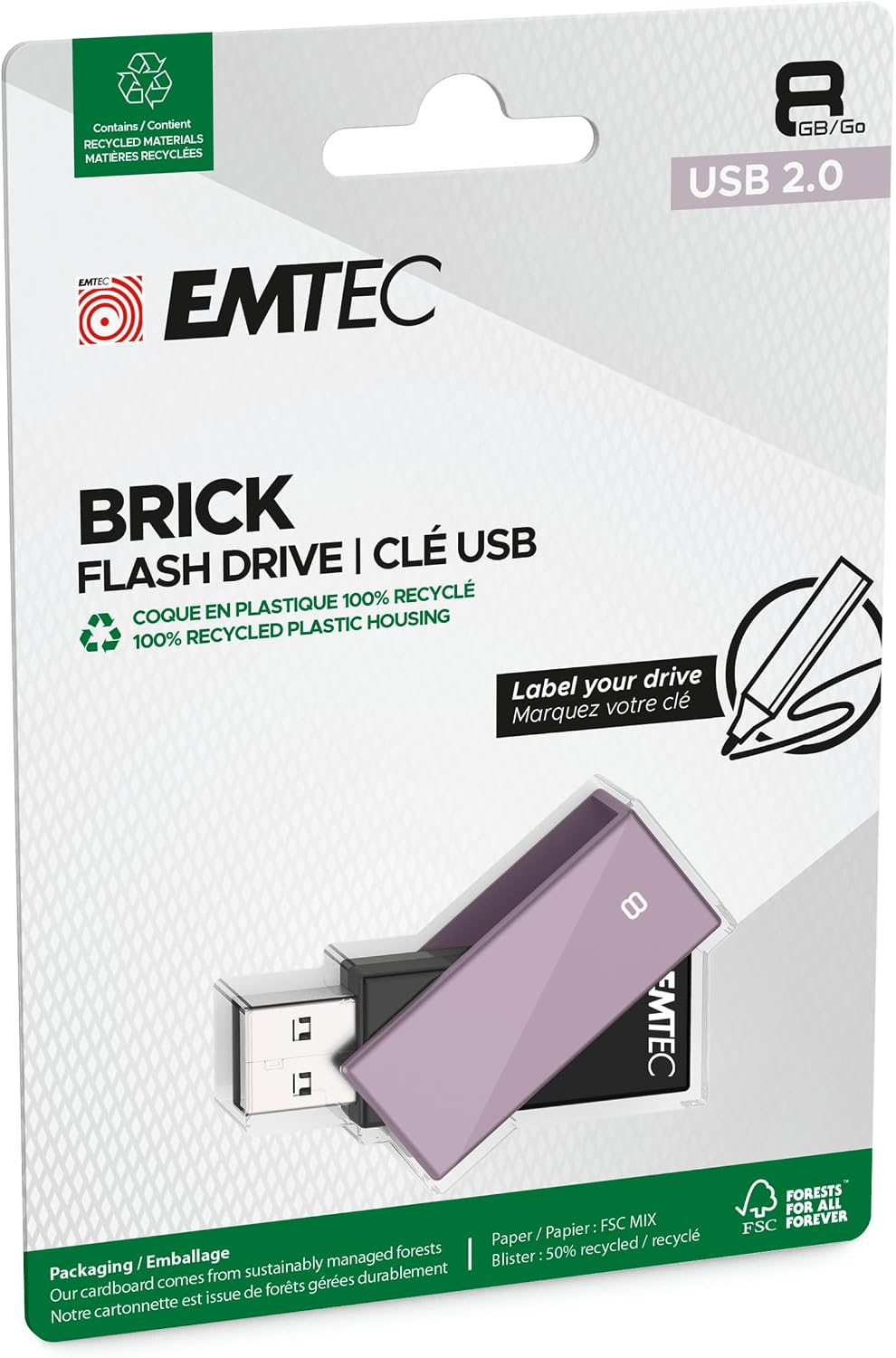 Ekstern USB-A-minne Emtec C350 Brick, 8Gb ECMMD8GC352