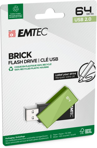 Ekstern USB-A-minne Emtec C350 Brick, 64Gb ECMMD64GC352