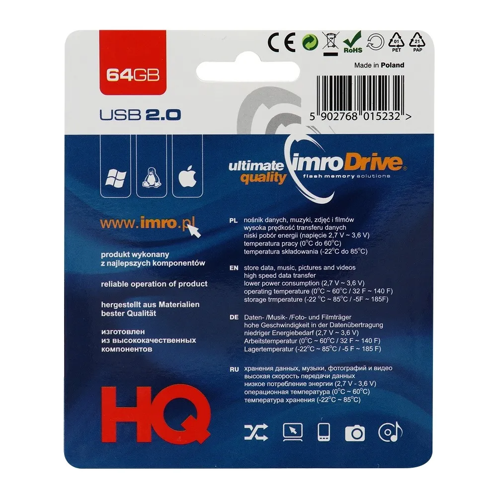 Ekstern USB-A-minne Imro, 64Gb