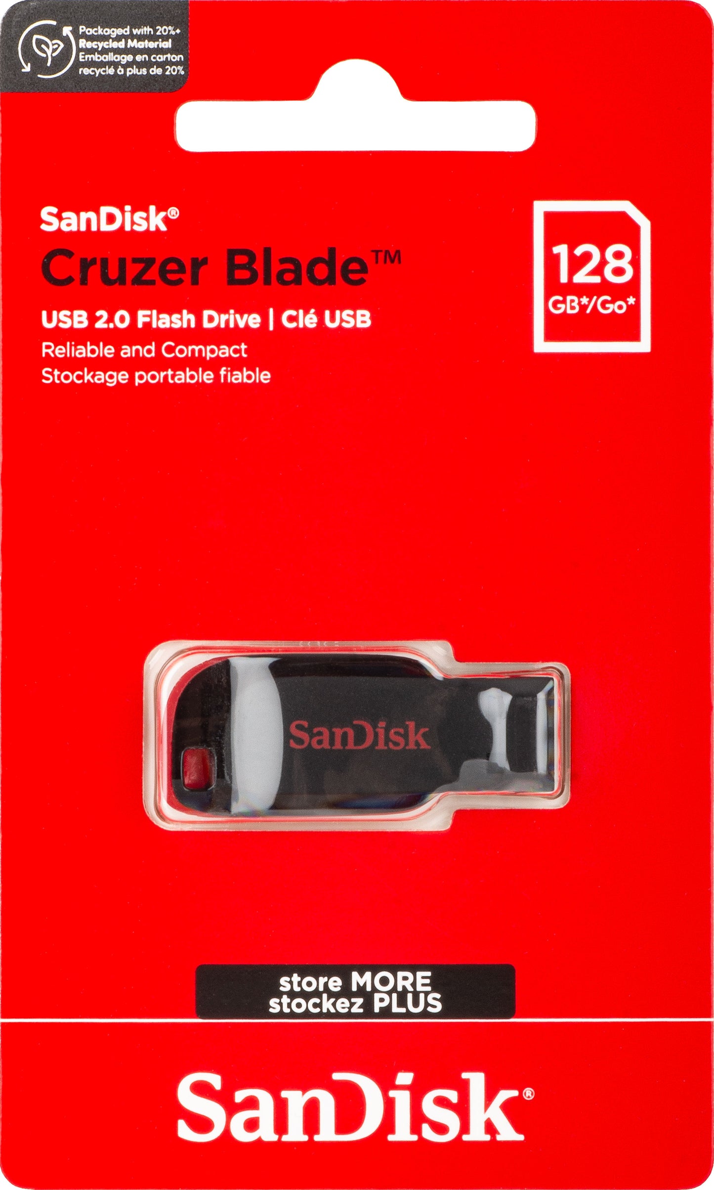 Ekstern USB-A-minne SanDisk Cruzer Blade, 128Gb SDCZ50-128G-B35