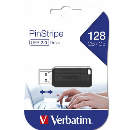 Ekstern Minne USB-A Verbatim PenDrive Pinstripe, 128Gb