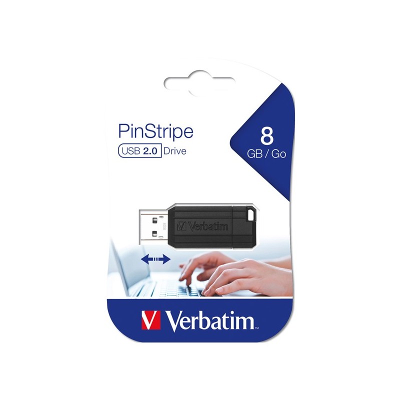 Ekstern minne USB-A Verbatim PenDrive Pinstripe, 8Gb