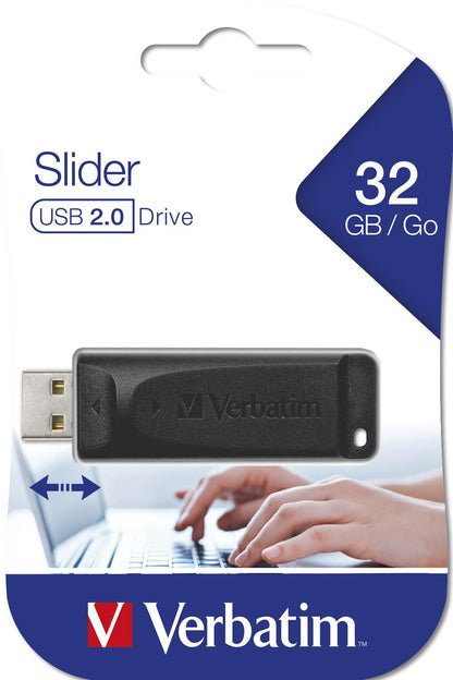 Ekstern USB-A Verbatim PenDrive Slider-minne, 32GB