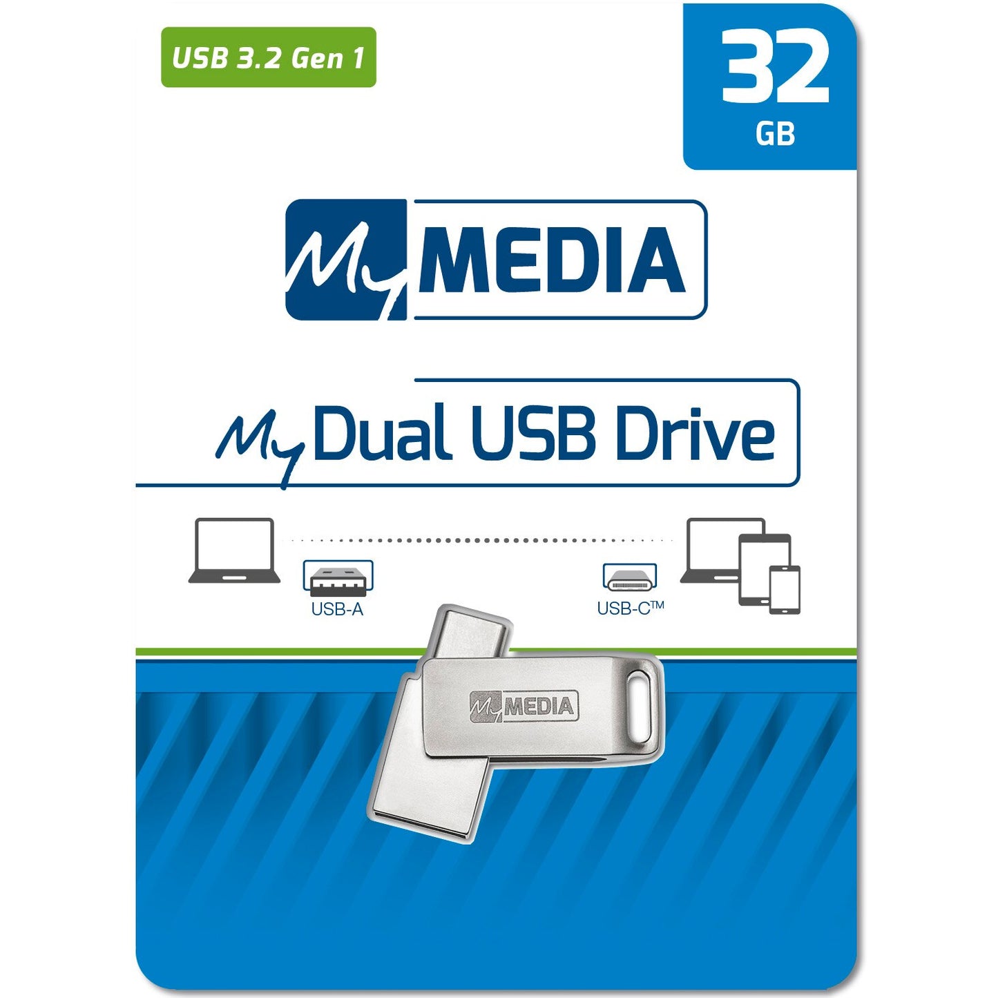 Ekstern USB-A-minne Verbatim MyDual, 32GB