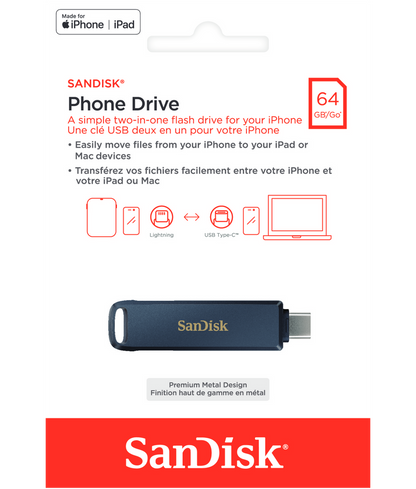 Ekstern Minne USB-C / Lightning SanDisk Phone Drive, 64Gb SDIXD0N-064G-GN6NN