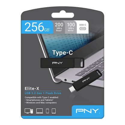 Ekstern USB-C-minne PNY Elite X, 64GB P-FDI64GELTXC-GE