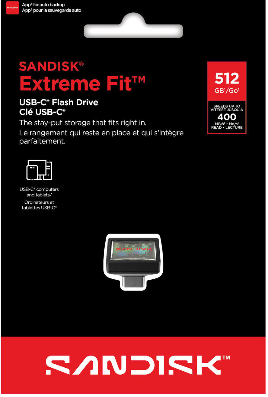 Ekstern USB-C-minne SanDisk Extreme Fit, 512Gb SDCZ530-512G-G46