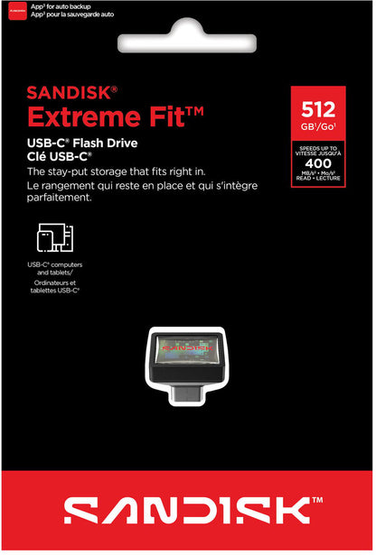 Ekstern USB-C-minne SanDisk Extreme Fit, 512Gb SDCZ530-512G-G46